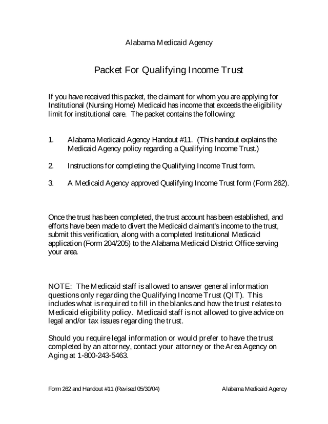 Packet For Qualifying Income Trust screenshot