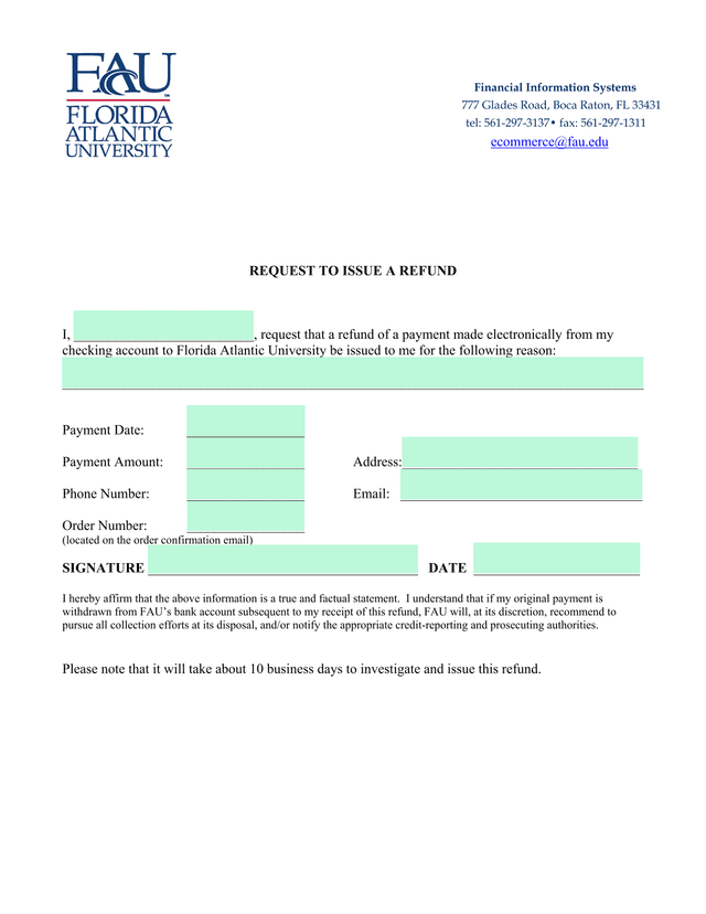 REQUEST TO ISSUE A REFUND screenshot