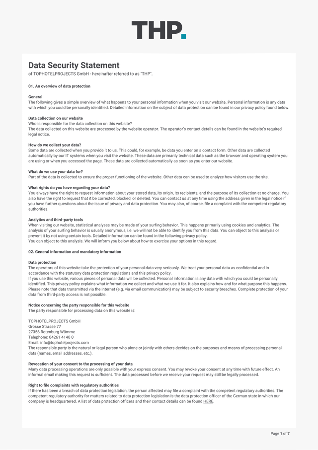 Data Security Statement screenshot