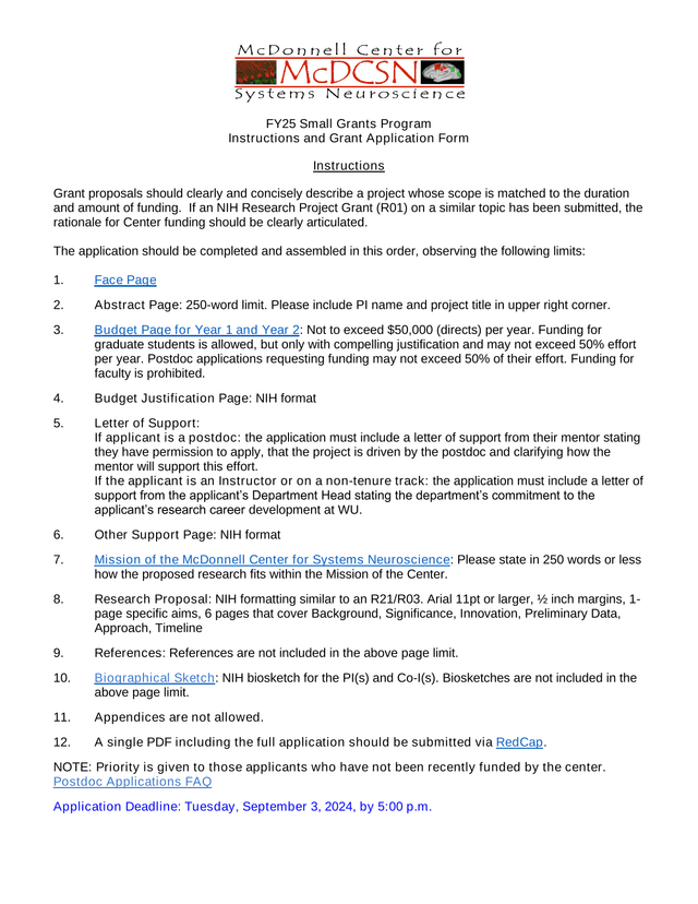 FY25 Small Grants Program Instructions And Grant Application Form screenshot