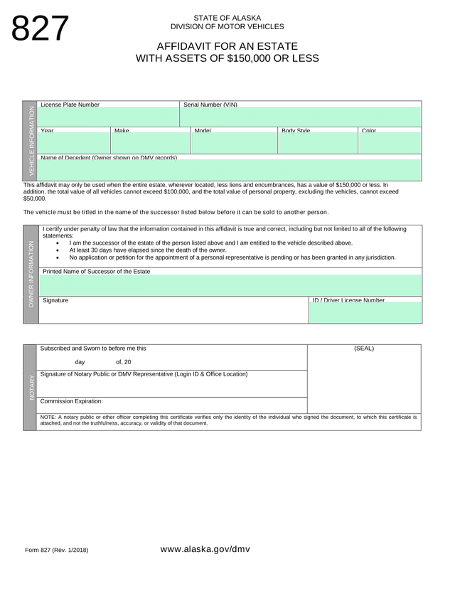 Affidavit For An Estate With Assets Of 150,000 Or Less screenshot