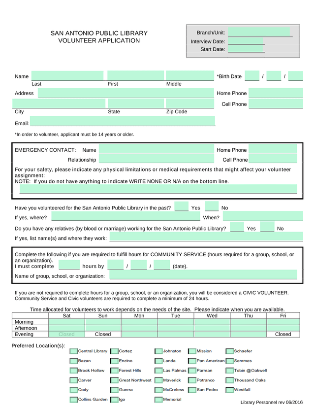 Volunteer Application screenshot