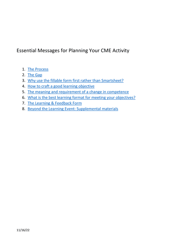 Essential Messages For Planning Your CME Activity screenshot