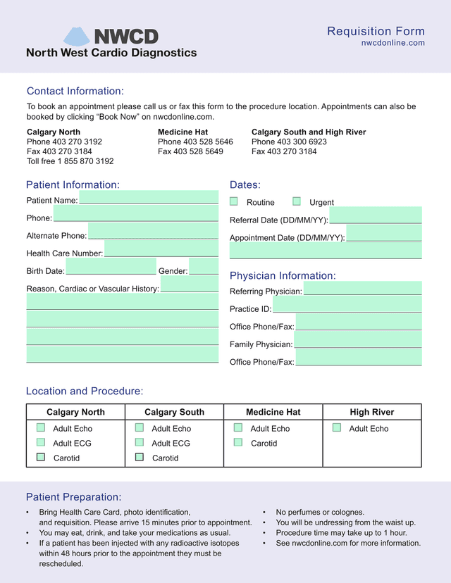 NWCD Requisition Form screenshot