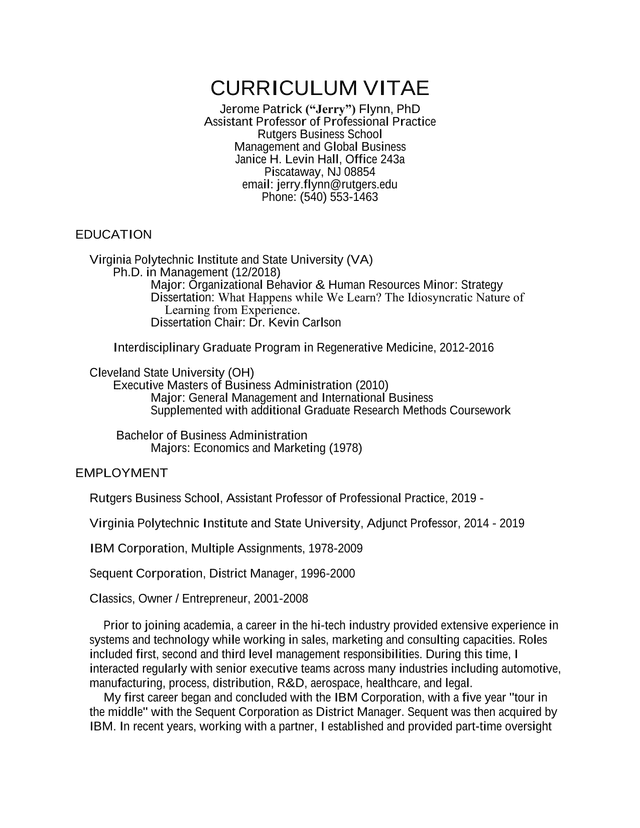 Curriculum Vitae screenshot