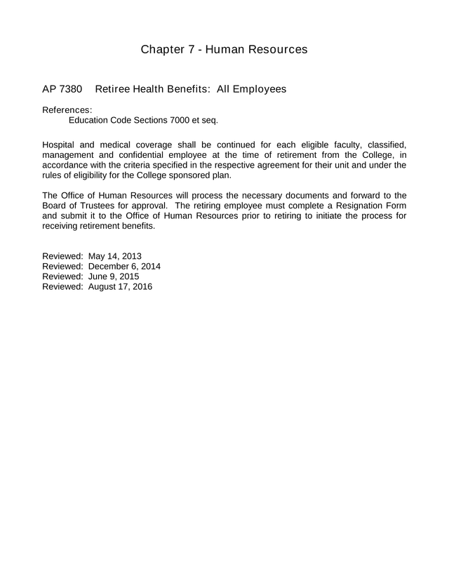 AP 7380 Retiree Health Benefits All Employees screenshot