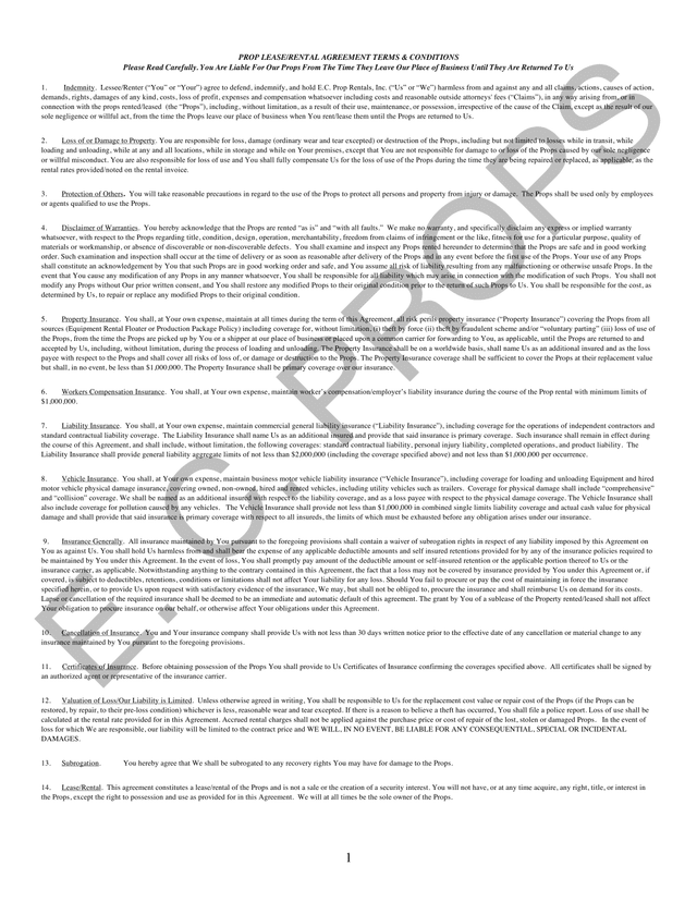 PROP LEASERENTAL AGREEMENT TERMS  CONDITIONS screenshot
