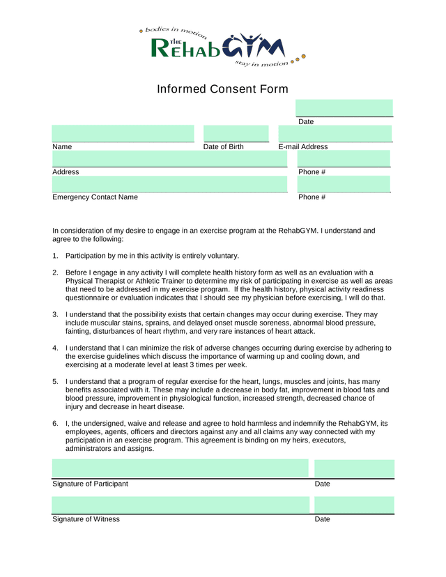 Informed Consent Form screenshot