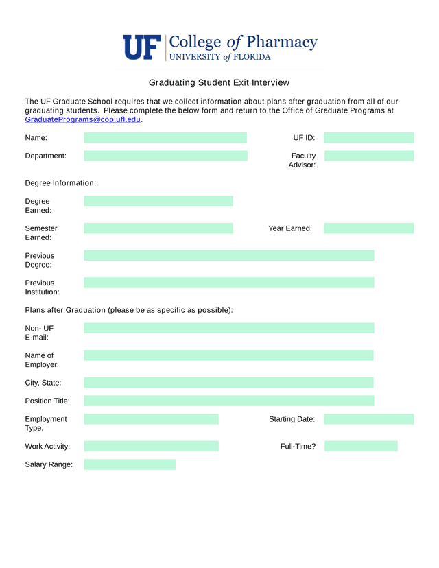 Graduating Student Exit Interview screenshot