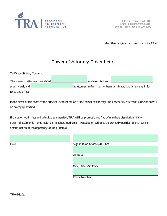 Power Of Attorney Cover Letter screenshot