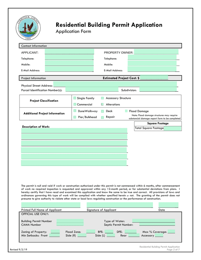 Residential Building Permit Application screenshot