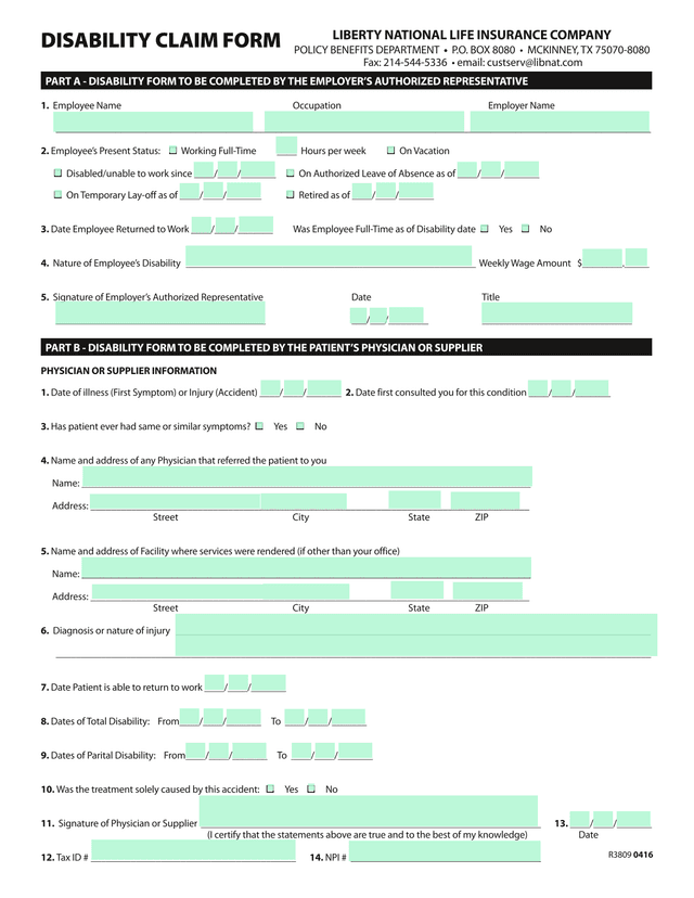 Disability Form screenshot