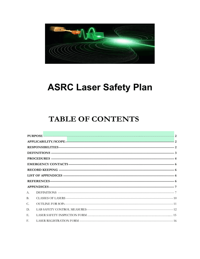 ASRC Laser Safety Plan screenshot