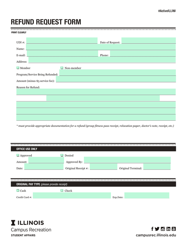 REFUND REQUEST FORM screenshot