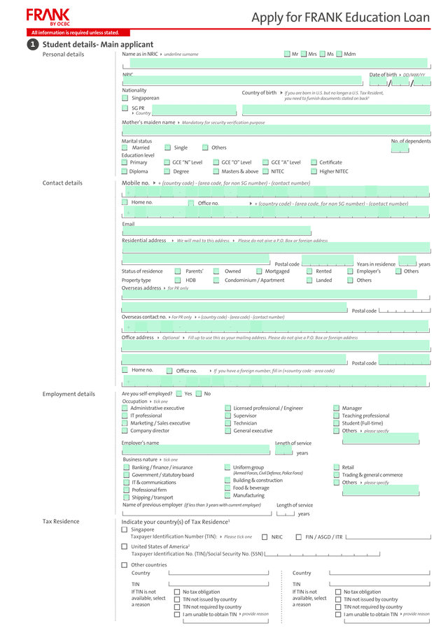 FRANK Education Loan Application screenshot