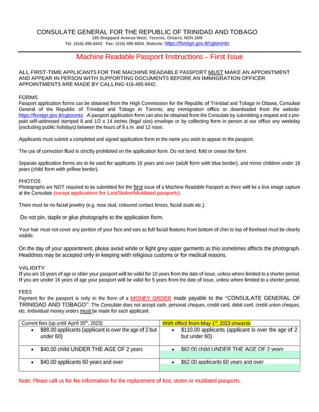 Machine Readable Passport Instructions  First Issue screenshot