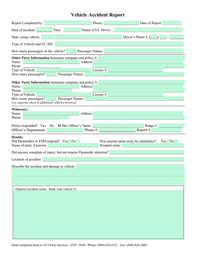 Vehicle Accident Report screenshot