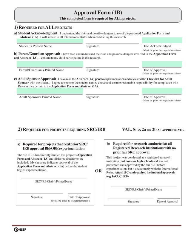 Approval Form (1B) screenshot