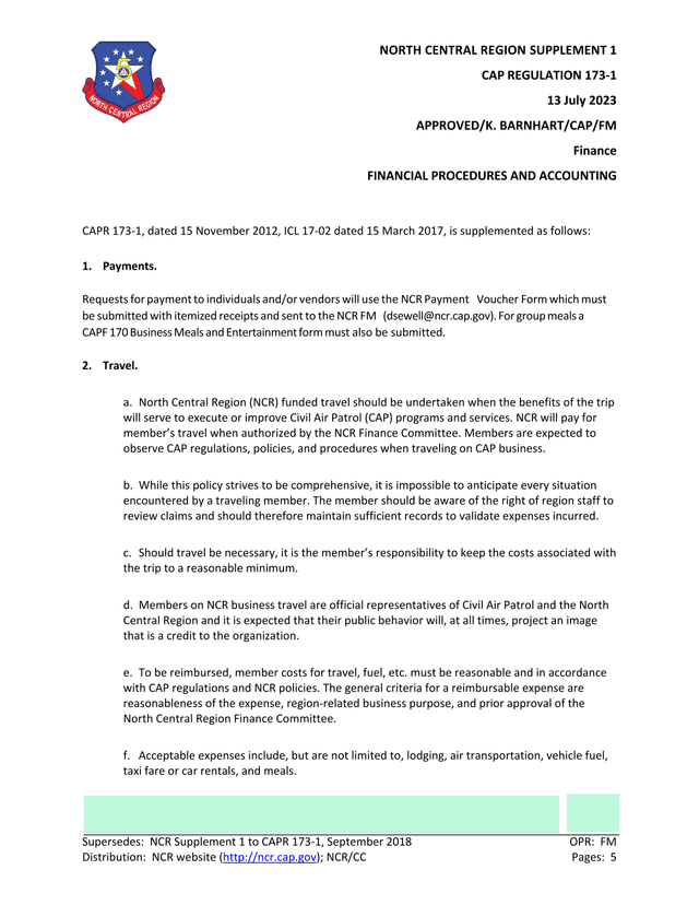 North Central Region Supplement 1 To CAP Regulation 173 1 screenshot