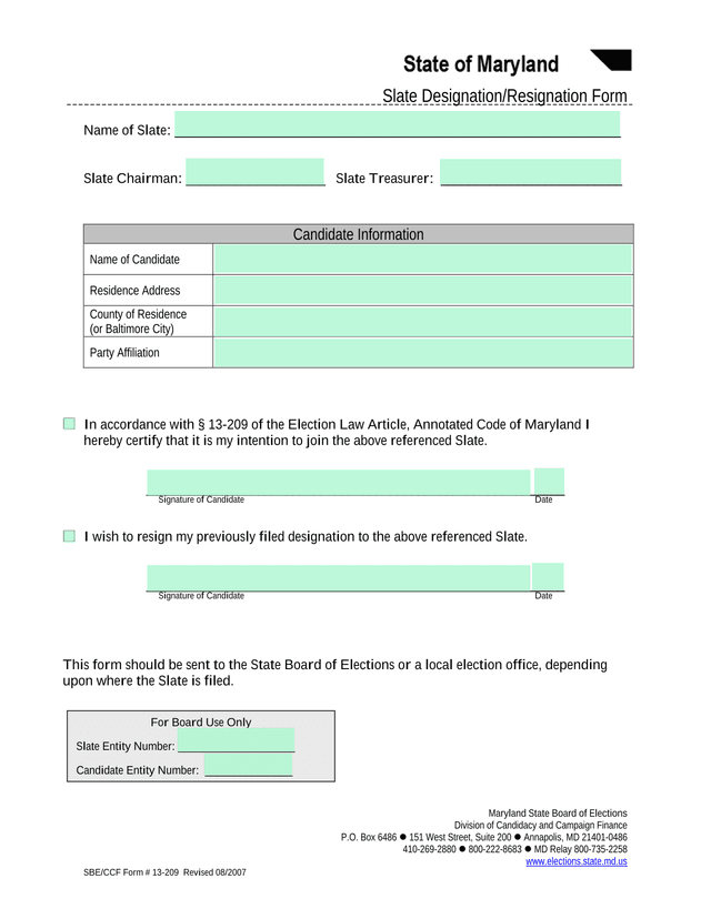 Slate DesignationResignation Form screenshot