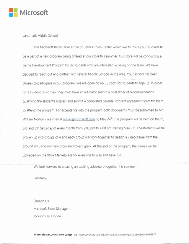 Game Development Program Invitation screenshot