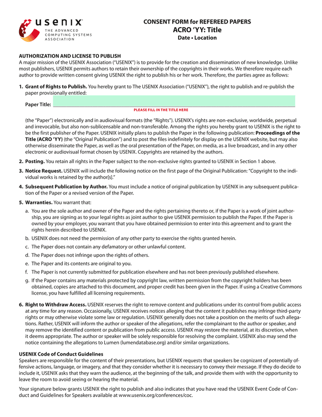 Authorization And License To Publish screenshot