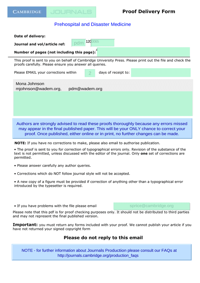 Proof Delivery Form screenshot