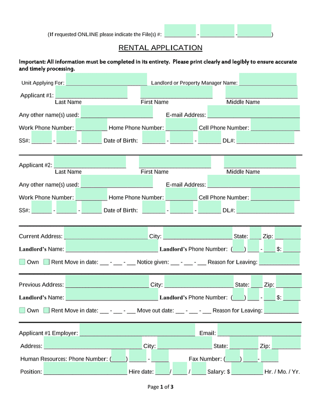 RENTAL APPLICATION screenshot