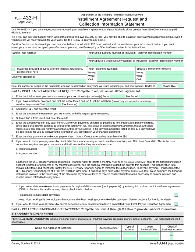 Form 433 H screenshot