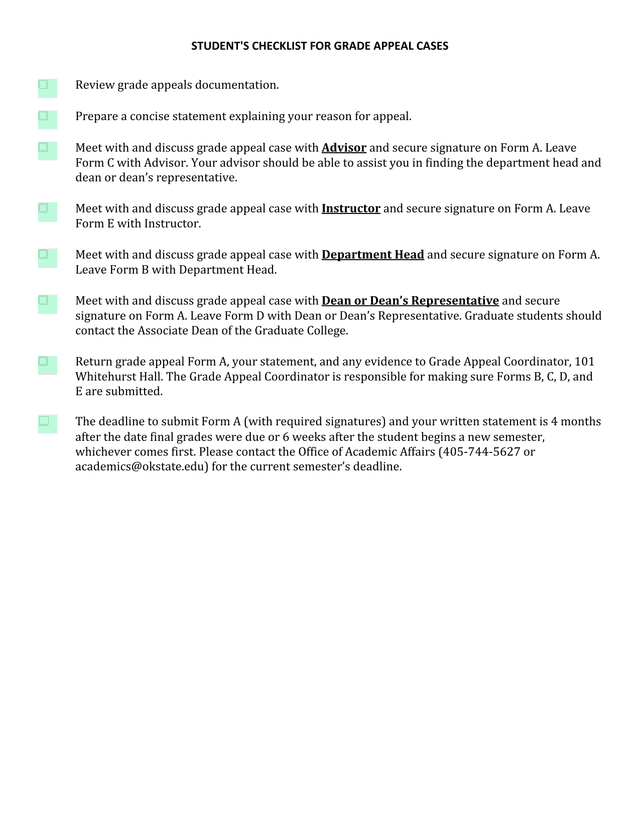FORM A GRADE APPEALS BOARD GRADE APPEAL FORM screenshot