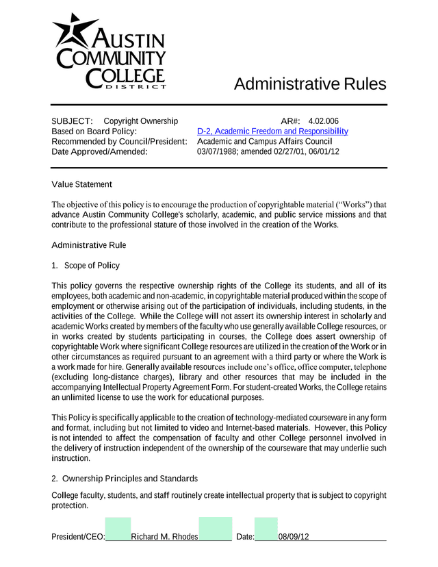 Administrative Rules Copyright Ownership screenshot