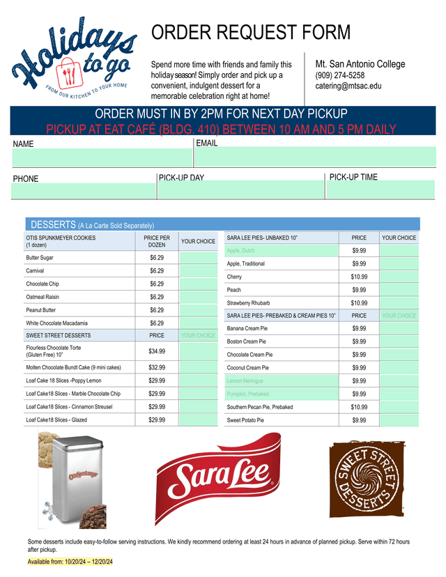 ORDER REQUEST FORM screenshot