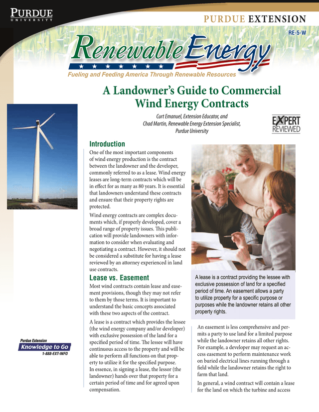 A LandownerS Guide To Commercial Wind Energy Contracts screenshot