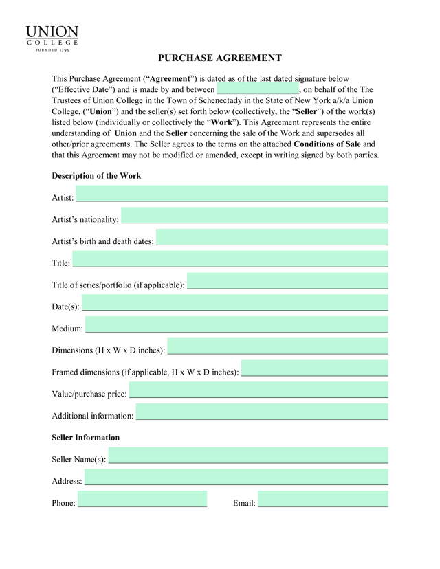 Purchase Agreement screenshot