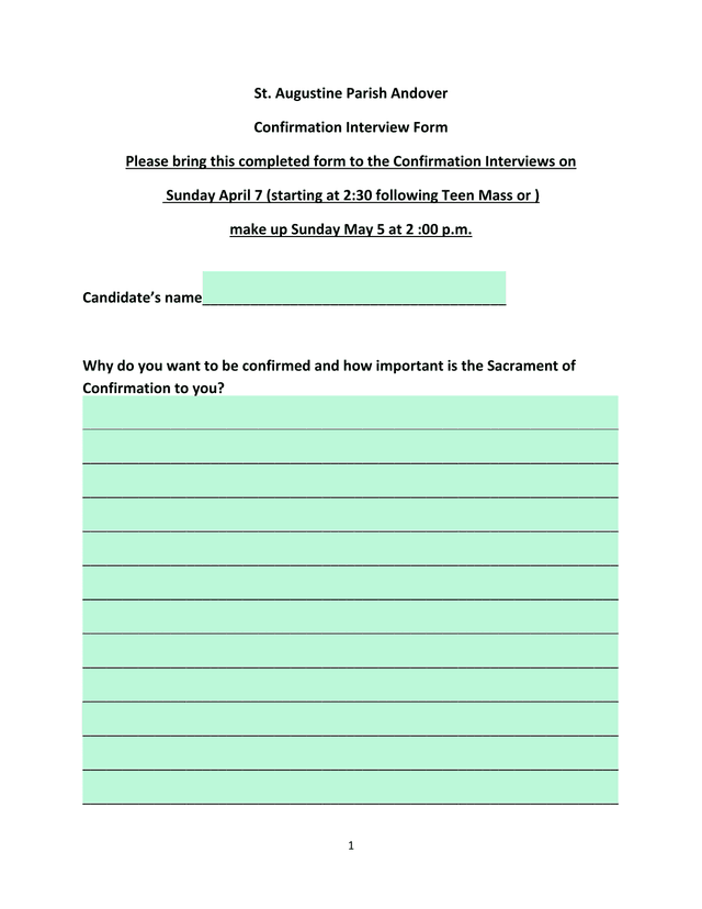Confirmation Interview Form screenshot