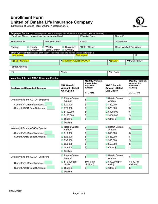 Enrollment Form screenshot