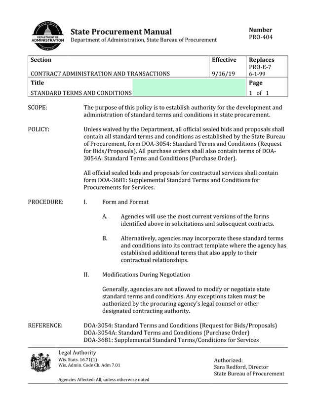 State Procurement Manual screenshot