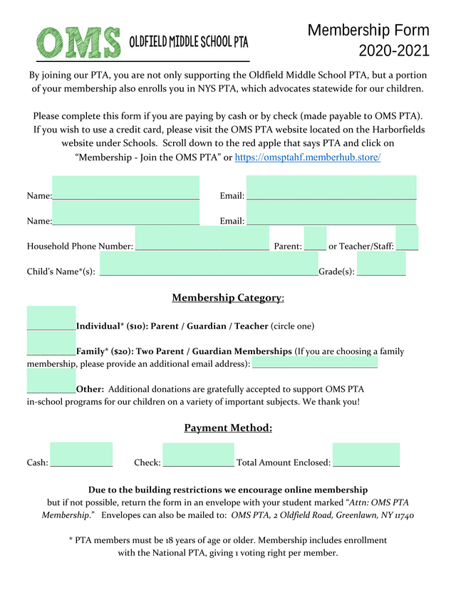 Membership Form screenshot