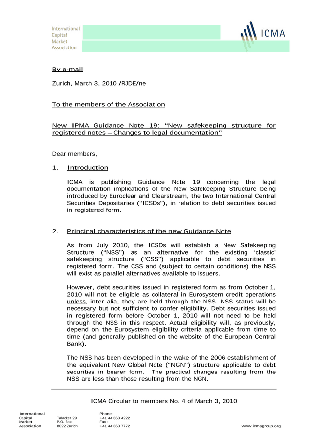 ICMA Circular To Members No. 4 screenshot