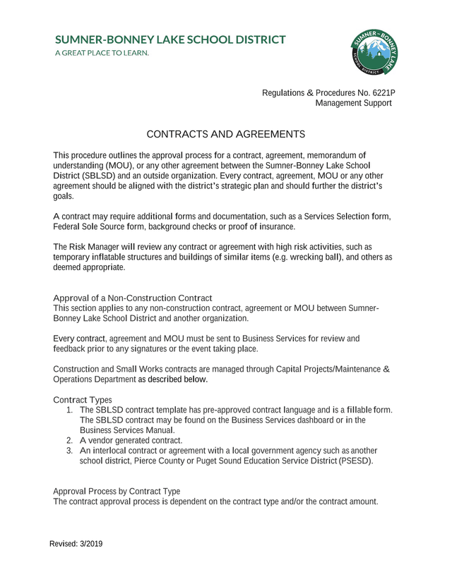 Regulations  Procedures No. 6221P   Contracts And Agreements screenshot