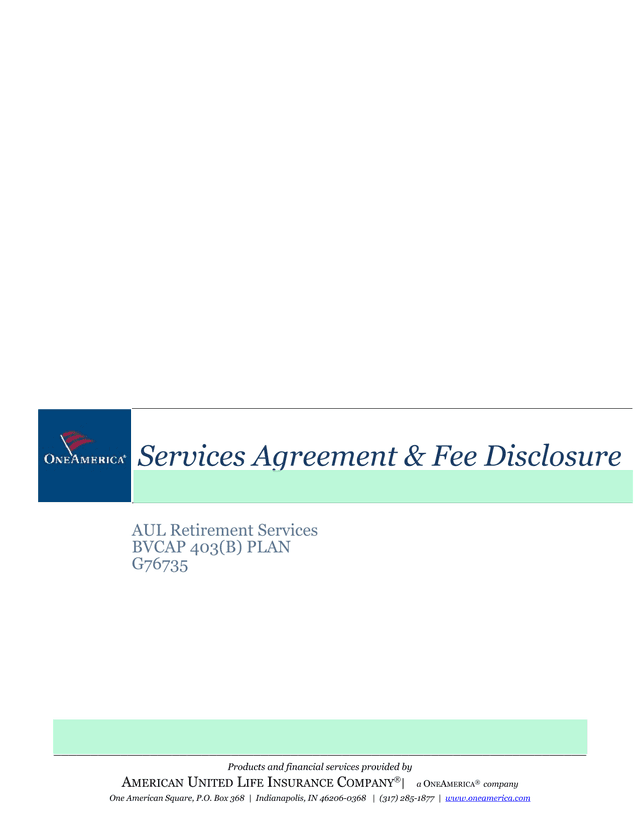 Services Agreement  Fee Disclosure screenshot