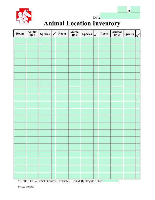 Animal Location Inventory screenshot