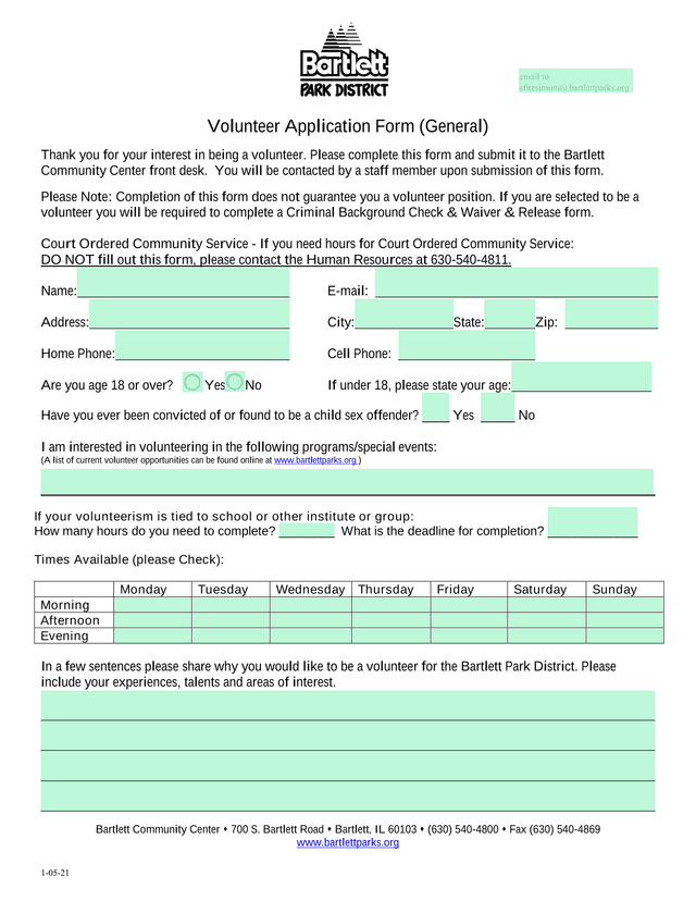 Volunteer Application Form (General) screenshot