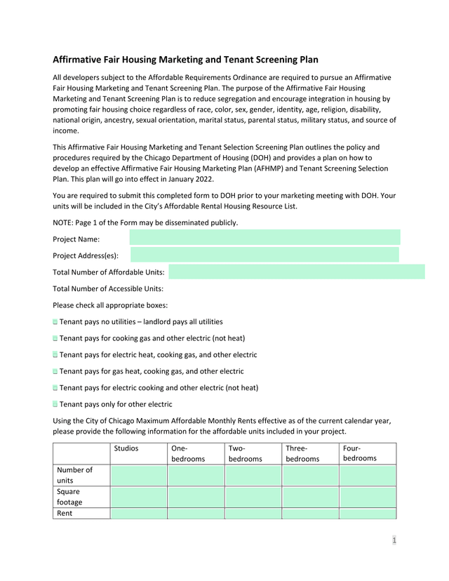 Affirmative Fair Housing Marketing And Tenant Screening Plan screenshot
