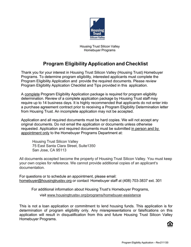 Program Eligibility Application  Rev211130 screenshot