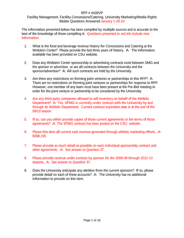 RFP  4430VP Bidder Questions screenshot