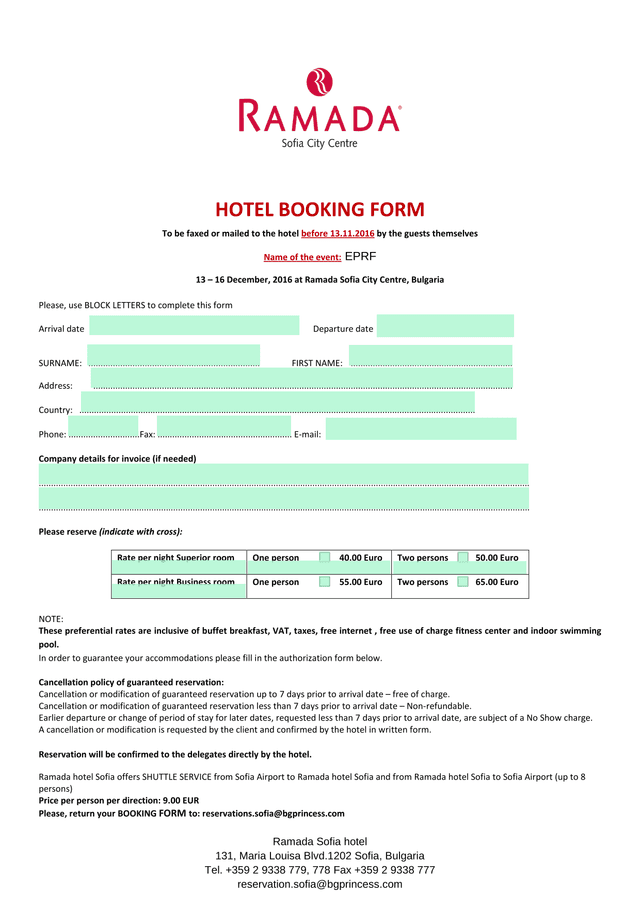 Hotel Booking Form screenshot