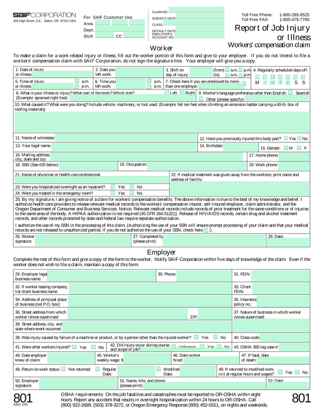 Report Of Job Injury Or Illness screenshot