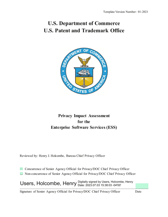 Privacy Impact Assessment For Enterprise Software Services (ESS) screenshot