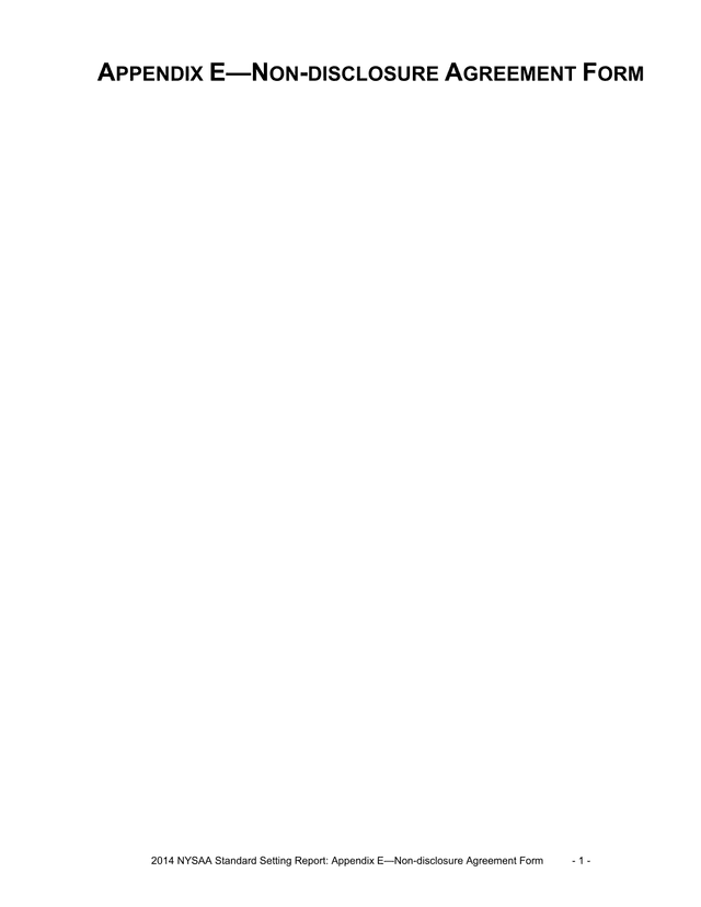 2014 NYSAA Standard Setting Report Appendix ENon Disclosure Agreement Form screenshot